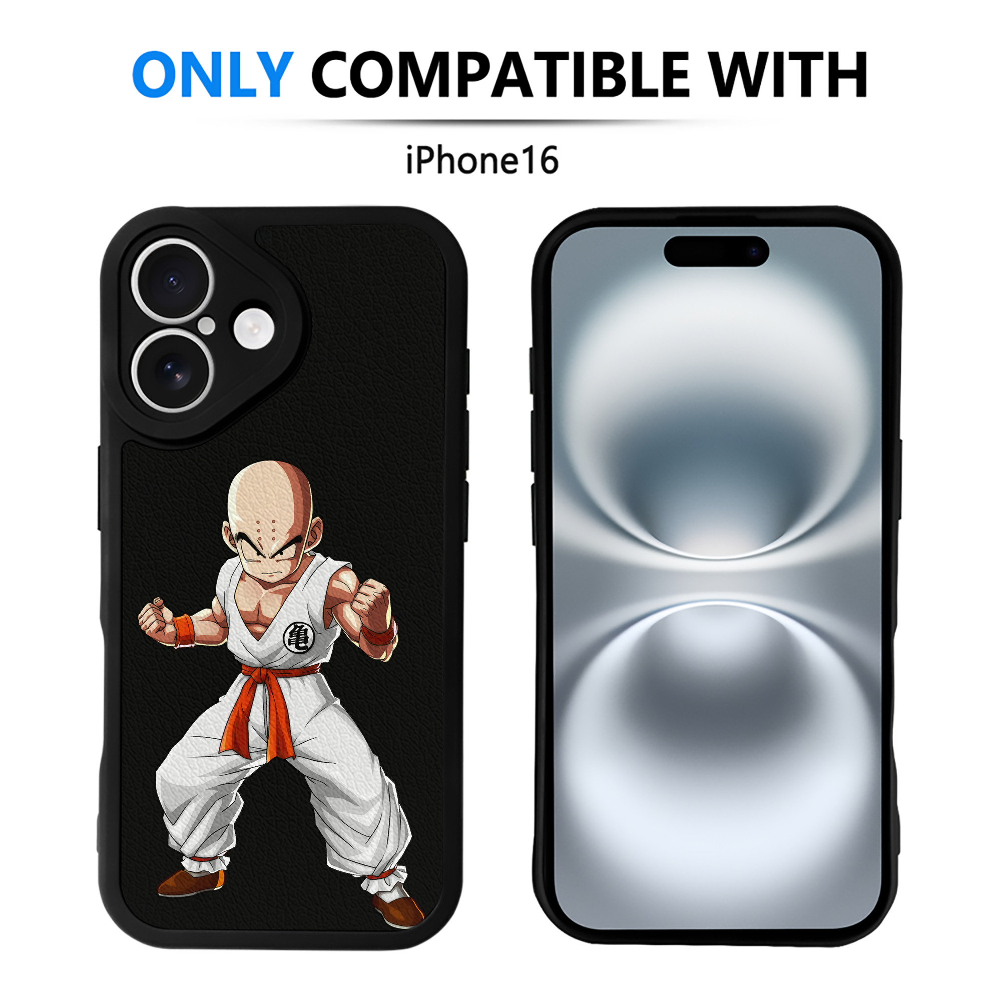 （画像用） ドラゴンボール クリリン DRAGON BALL krillin 【iPhone 16シリーズ対応】シリコンスマホケース（レザー調） 材質：シリコン